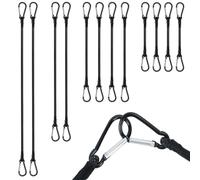 KINDPMA Tendeurs Elastique avec Mousqueton 12pcs 4 Tailles 30cm, 50cm, 80cm, 100cm Tendeur élastiques en Caoutchouc avec Mousqueton Noirs pour Voile d'ombrage bâches et Bien Plus Encore