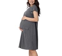 Kindred Bravely Robe de travail et d'accouchement, robes d'hôpital 3 en 1 pour accouchement de travail des femmes, gris, S/M/L (114 cm)