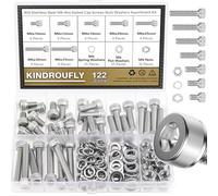 Kindroufly Assortiment de 122 vis à tête hexagonale M6 x 10/12/16/20/25/30/35 mm en acier inoxydable 304, filetage entièrement machine
