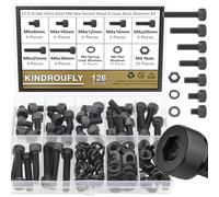 Kindroufly Assortiment de 126 vis à tête hexagonale M6 x 8/10/12/16/20/25/30 mm en alliage d'acier de qualité 12,9