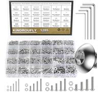 Kindroufly Assortiment de 1285 pièces M2 M2,5 M3 M4 à tête cylindrique Vis Écrous Rondelles Assortiment en acier inoxydable 304 Filetage entièrement machine