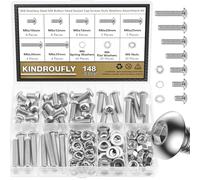 Kindroufly Assortiment de 148 pièces M6 x 10/12/16/20/25/30/35 mm en acier inoxydable 304, filetage entièrement machine