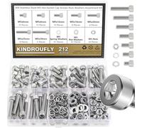 Kindroufly Assortiment de 212 vis à tête hexagonale M5 x 6/8/12/16/20/25/30 mm en acier inoxydable 304, filetage entièrement machine