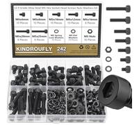 Kindroufly Assortiment de 242 vis à tête hexagonale M5 x 6/8/10/12/16/20/25 mm en alliage d'acier de qualité 12,9