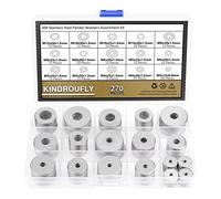 Kindroufly Assortiment de 270 rondelles plates de 15 tailles - Rondelles plates en acier inoxydable 304, rondelles plates, rondelles métalliques (M3 M4 M5 M6 M8 M10 M12)
