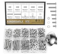 Kindroufly Assortiment de 372 vis à tête cylindrique M4 x 6/8/12/16/20/25/30 mm en acier inoxydable 304, filetage entièrement machine