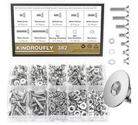 Kindroufly Assortiment de 382 vis à tête fraisée M4 x 5/6/8/10/12/16/20 mm en acier inoxydable 304, filetage entièrement machine