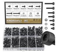 Kindroufly Assortiment de 382 vis à tête hexagonale M4 x 5/6/8/10/12/16/20 mm en alliage d'acier de qualité 12,9