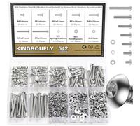 Kindroufly Assortiment de 542 vis à tête cylindrique M3 x 6/8/12/16/20/25/30 mm en acier inoxydable 304, filetage entièrement machine