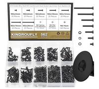 Kindroufly Assortiment de 562 vis à tête fraisée M2 x 4/6/8/10/12/16/20 mm en alliage d'acier de qualité 10,9