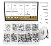 Kindroufly Assortiment de 562 vis à tête fraisée M3 x 4/6/8/10/12/16/20 mm en acier inoxydable 304, filetage entièrement machine