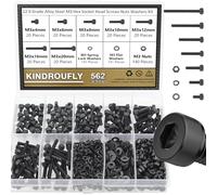 Kindroufly Assortiment de 562 vis à tête hexagonale M3 x 4/6/8/10/12/16/20 mm en alliage d'acier de qualité 12,9
