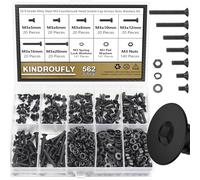 Kindroufly Assortiment de 562 vis noires M3 x 5/6/8/10/12/16/20 mm à tête fraisée en alliage d'acier de qualité 10,9