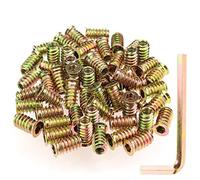 Kindroufly Inserts filetés 1/4"-20 x 20 mm, inserts d'écrou, inserts en bois, acier au carbone plaqué zinc, inserts filetés 1/4-20 avec clé hexagonale pour vis de meubles en bois, 41 pièces au total