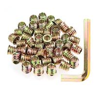 Kindroufly Inserts filetés de 5/16"-18 x 13 mm, inserts d'écrou, inserts en bois, acier au carbone plaqué zinc, inserts filetés 5/16-18 avec clé hexagonale pour vis de meubles en bois, 51 pièces au total