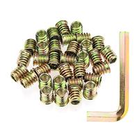 Kindroufly Inserts filetés de 5/16"-18 x 15 mm, inserts d'écrou, inserts en bois, acier au carbone plaqué zinc, inserts filetés 5/16-18 avec clé hexagonale pour vis de meubles en bois, 41 pièces au total