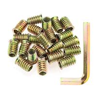 Kindroufly Inserts filetés de 5/16"-18 x 20 mm, inserts d'écrou, inserts en bois, acier au carbone plaqué zinc, inserts filetés 5/16-18 avec clé hexagonale pour vis de meubles en bois, 31 pièces au total