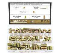 Kindroufly Lot de 101 inserts filetés 5/16" - 18 x 13 mm/15 mm/20 mm/25 mm, inserts d'écrou, inserts en bois, inserts filetés en acier pour vis de meubles en bois