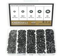 Kindroufly - Lot de 420 rondelles internes de verrouillage d'étoiles à dents, 5 tailles, rondelles de verrouillage à vitesse rapide, kit assortiment de clips de retenue à pression (M2, M2.5, M3, M4