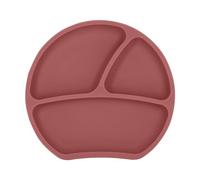 Kindsgut assiette ventouse pour bébé en silicone avec compartiments, vaisselle pour enfant, sans BPA et conforme à la FDA, rose foncé