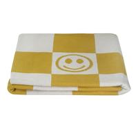 Kindsgut Couverture d'enfant Smiley, Couverture de bébé en Coton, 80 cm x 100 cm, pour Voyager dans la Poussette ou pour se blottir, Couleurs discrètes et Design Simple, Moutarde