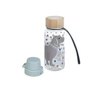 Kindsgut Gourde en Tritan avec couvercle en bambou et languette en silicone, capacité 400 ml, couleurs discrètes et beau design, Teckel