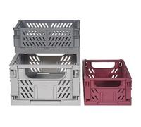 Kindsgut Lot de 3 Caisses de Rangement Pliables et Empilables, Clara | Bacs de rangement en plastique pour jouets et petites affaires, avec étiquettes : une grande caisse et deux petites