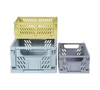 Kindsgut Lot de 3 Caisses de Rangement Pliables et Empilables, Ella | Bacs de rangement en plastique pour jouets et petites affaires, avec étiquettes : une grande caisse et deux petites