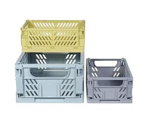 Kindsgut Lot de 3 Caisses de Rangement Pliables et Empilables, Ella | Bacs de rangement en plastique pour jouets et petites affaires, avec étiquettes : une grande caisse et deux petites