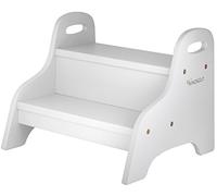 Kindsgut Marchepied Enfant 2 Marches en MDF Antidérapant, Gris Clair | Tabouret pour salle de bain et lavabo dès 3 ans, structure stable, charge maximale 50 kg, dimensions 40 x 33 x 37 cm
