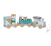 Kindsgut Petit Train en Bois et Cubes de Construction, Jouet en Bois bébé, Les Animaux du Zoo, étoiles