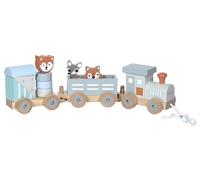 Kindsgut Petit Train en Bois et Cubes de Construction, Jouet en Bois bébé, Les Animaux du Zoo, Rayures