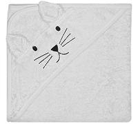 Kindsgut Serviette à Capuche Chat en 100% Coton certifié, Douce et Moelleuse pour bébés et Jeunes Enfants, idéale à la Maison ou en Voyage, Gris