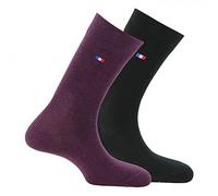 Kindy - Lot de 2 paires de chaussettes en coton MADE IN FRANCE - couleur - Violet noir - Pointure - 39-42
