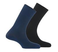 Kindy - Lot de 2 paires de mi-chaussettes non-comprimantes en coton - couleur - Marine noir - Pointure - 43-46