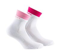 Kindy - Lot de 2 paires de socquettes double bord côte - couleur - Blanc rose - Pointure - 37-41