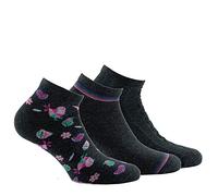 Kindy - Lot de 3 paires d'ultra courtes en coton motifs oiseaux - couleur - Gris - Pointure - 37-41