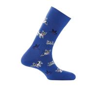 Kindy - Mi-chaussettes en coton all over bulldogs MADE IN FRANCE - couleur - Bleu - Pointure - 39-42