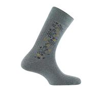Kindy - Mi-chaussettes jersey en coton baguette florale - couleur - Gris - Pointure - 39-42