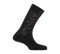 Kindy - Mi-chaussettes jersey en coton baguette florale - couleur - Noir - Pointure - 43-46
