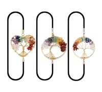 Kinesgsg 3 Pcs Marque Page Élastiques, Arbre de Vie Marque-pages en Cristal | Chakras Marque Page Personnalisé et Métal Vintage, pour Femme, Homme, Adolescent, Enseignants