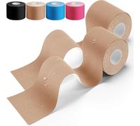 Kinesiology Tape 2 Pieces,Sports Strap (5m×5cm),Kinesiology Tape For Shoulder,Knee,Neck And Muscle,Skin Friendly,Elastic And Waterproof-Beige