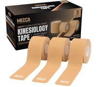 Kinesiology Tape Rolls - Pack of 3 (2 Inch x 16 Ft / 5cm x 5m) - Latex-Free, Breathable Cotton - Strong Adhesive for Muscle & Joint Support - Water-Resistant & Sweatproof for Sports & Recovery, Beige