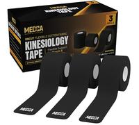 Kinesiology Tape Rolls - Pack of 3 (2 Inch x 16 Ft / 5cm x 5m) - Latex-Free, Breathable Cotton - Strong Adhesive for Muscle & Joint Support - Water-Resistant & Sweatproof for Sports & Recovery, Black