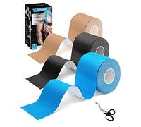 Kinesiotape,Strap Body Tape Bandes de Kinésiologie 5m x 5cm Soutien musculaire Soulager la douleur Ruban Adhésif Résistant à l'eau | Optimal pour le Sport(Peau/Bleue/Noire)