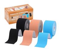 Kinesiotape,Strap Spor,Strap Bande Kinesiologie DéCoupable,Elastique Et RéSistant à La Transpiration,3 pcs 500 * 5Cm Bande Tape Kinesiologie,Pour Genoux éPaules Coudes，Bleu, noir et abricot