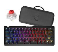 KINESIS Clavier mécanique TKO de jeu | Commutateurs rouges linéaires | Disposition 60 % | Barre d'espace divisée | Hotswap | Touches PBT | Corps en aluminium | Étui de voyage SF Shock Limited Edition