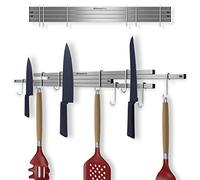 KINESISRACK Porte-couteaux magnétique pour mur 40,6 cm jusqu'à 76,2 cm étendu. Nouvelle génération de support magnétique pour couteaux avec 10 crochets, organisateur d'ustensiles de cuisine. 4 aimants