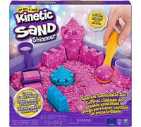 Kinetic Sand Shimmer, Coffret Château de sable scintillant avec 453 g de Kinetic Sand scintillant rose, 3 moules et 2 outils, Sable pour jeu en intérieur non toxique pour les enfants à partir de 3 ans