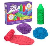 Kinetic Sand, Coffret Multicolore Crayons Stamp N' Roll avec 340 g de Sable de Jeu Violet, Vert, Bleu et Rouge, Jouets pour Tout-Petits, Jouets créatifs pour Filles et garçons à partir de 3 Ans